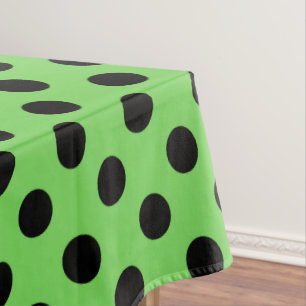 Toalha De Mesa bolinhas pretas no verde limão