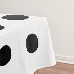 Toalha De Mesa Bolinhas Preto branco elegante grande padrão negr