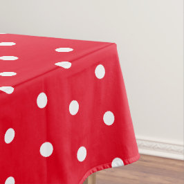 Toalha De Mesa Bolinhas Retroativas Clássicas Vermelho e Branco