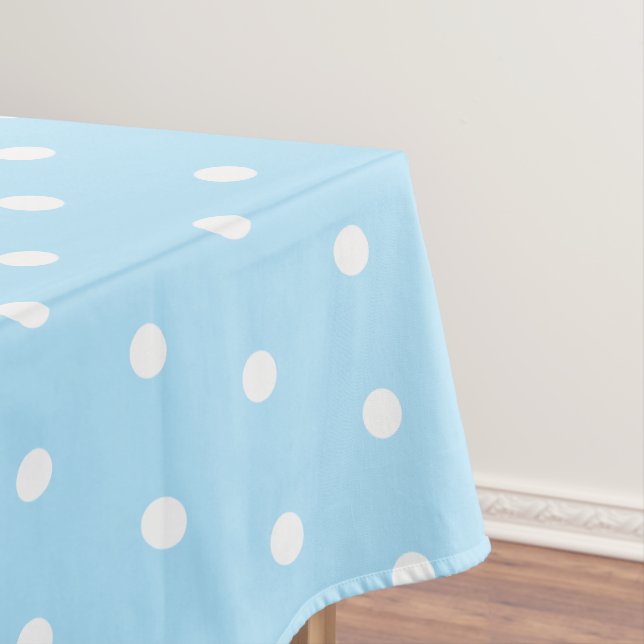 Toalha De Mesa Bolinhas simples azul claro e branco (Posição Original)