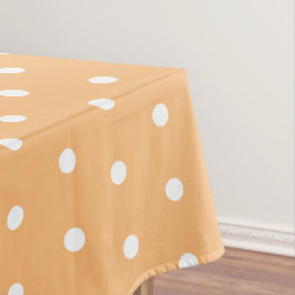 Toalha De Mesa Bolinhas Simples Laranja Claro e Branco