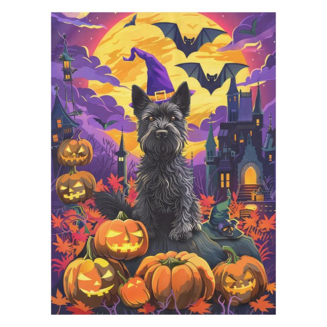 Toalha De Mesa Bolinho de Bruxas de Terrier Halloween, escocês Sp (Frente)