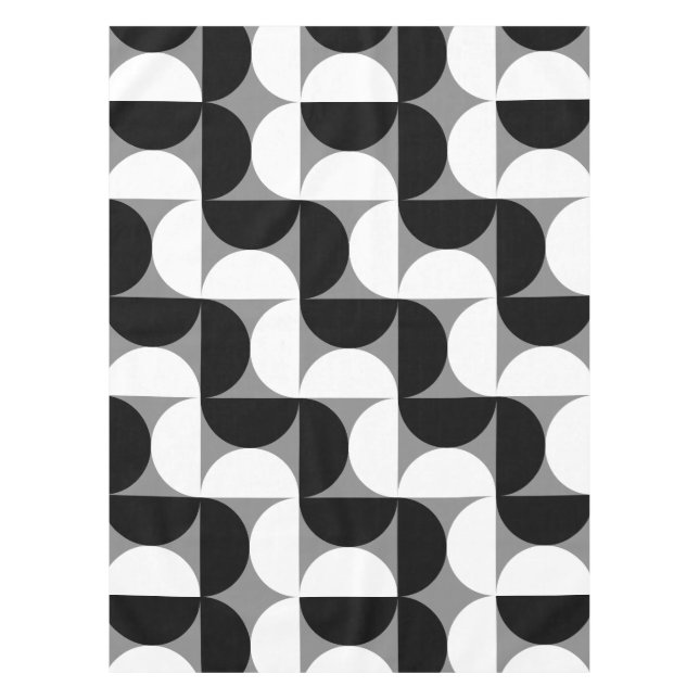 Toalha De Mesa Bolinhos de Padrão do Século Médio Branco Negro (Frente)