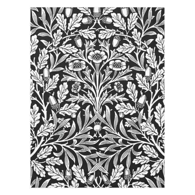 Toalha De Mesa Bolotas de Espelho e Oak deixa preto e branco (Frente)