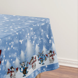 Toalha De Mesa Boneco de neve e amigos do Natal