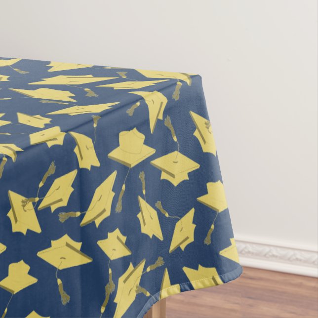 Toalha De Mesa Bonés Dourados e azuis de gradação no ar (Posição Original)