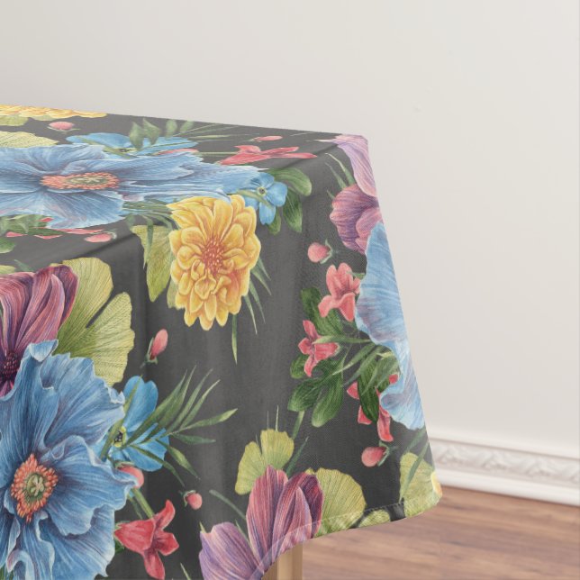 Toalha De Mesa Bonito e Floral Escuro Médio  (Posição Original)
