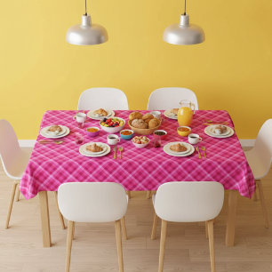Toalha De Mesa Bonito Padrão de Xadrez Rosa Pequeno Tablecloth