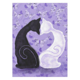 Toalha De Mesa Borboleta de Casal de gato Corações de mesa roxas
