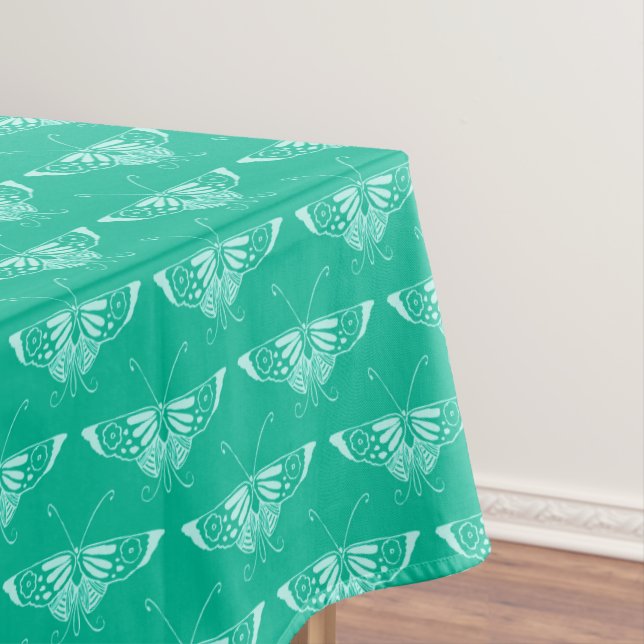 Toalha De Mesa Borboleta Deco Estilizada - turquesa e aqua (Posição Original)