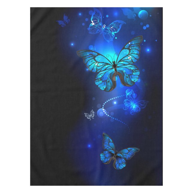 Toalha De Mesa Borboleta Morpho em Fundo Escuro (Frente)
