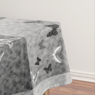 Toalha De Mesa Borboletas pretas do branco de n