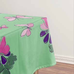 Toalha De Mesa Borda do rabo da borboleta rosa com flores púrpura