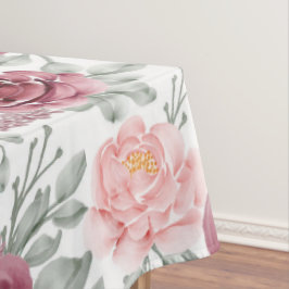 Toalha De Mesa Borgonha borrifada com aquarela floral 
