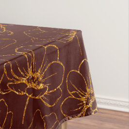 Toalha De Mesa Borgonha Elegante e Dourada Mesa Floral