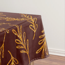 Toalha De Mesa Borgonha Elegante e Dourada Mesa Floral