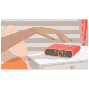 Toalha De Mesa Botão de snooze do despertador da mão das mulheres