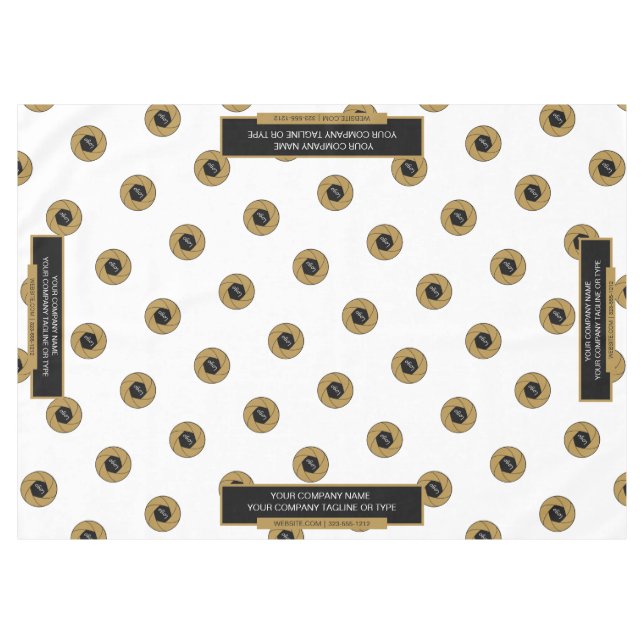 Toalha De Mesa Branco Dourado do logotipo da apresentação comerci (Frente (Horizontal))