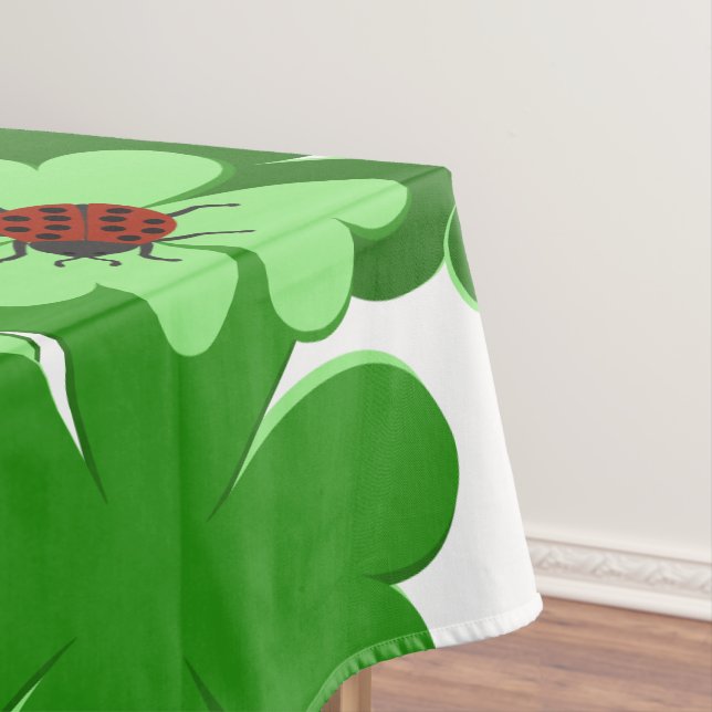 Toalha De Mesa Branco moderno, Verde, Vermelho, Inseto de Ladybug (Posição Original)