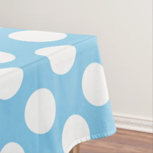 Toalha De Mesa Branco sobre Bolinhas de tamanho grande azul-bebê
