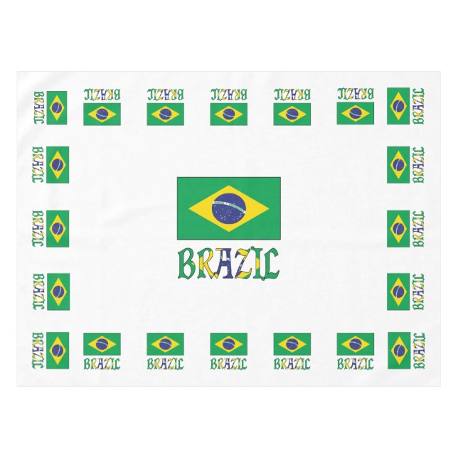 Toalha De Mesa Brasil com bandeira brasileira (Frente (Horizontal))