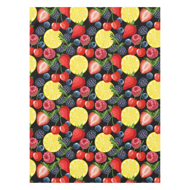 Toalha De Mesa Bright Berries & Lemon Tablecloth (Frente)