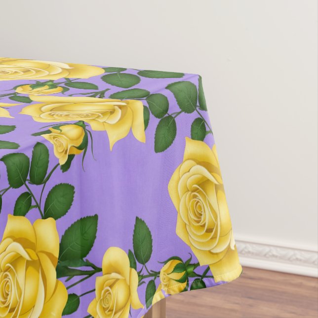 Toalha De Mesa Bright Yellow Roses With Green Leaves  (Posição Original)