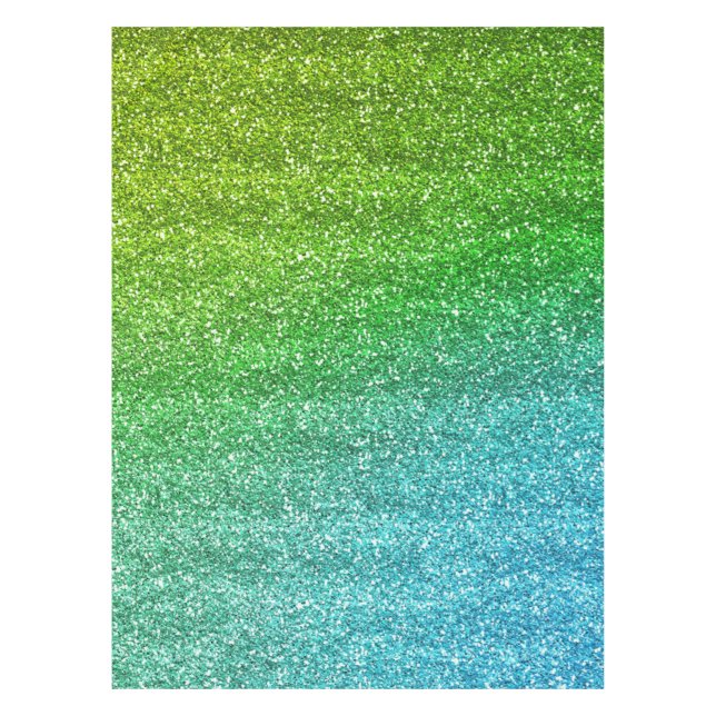 Toalha De Mesa Brilho Verde e Gradiente Azul Glitter (Frente)