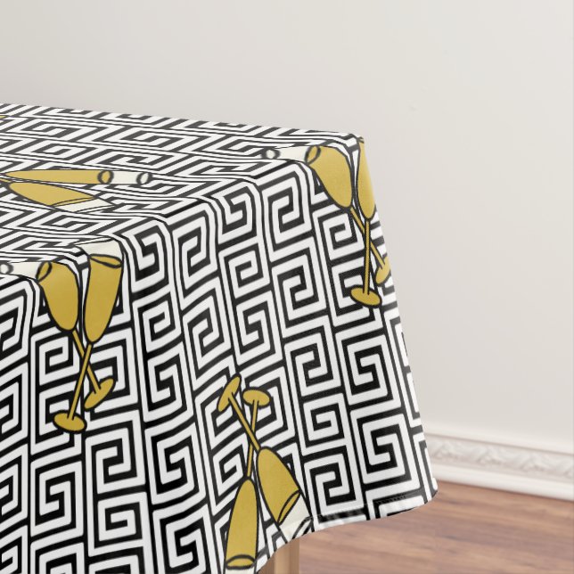 Toalha De Mesa Brinde de Celebração da Chave Grega - Dourado, Pre (Posição Original)
