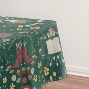 Toalha De Mesa Bruxa de Halloween Verde Spooky