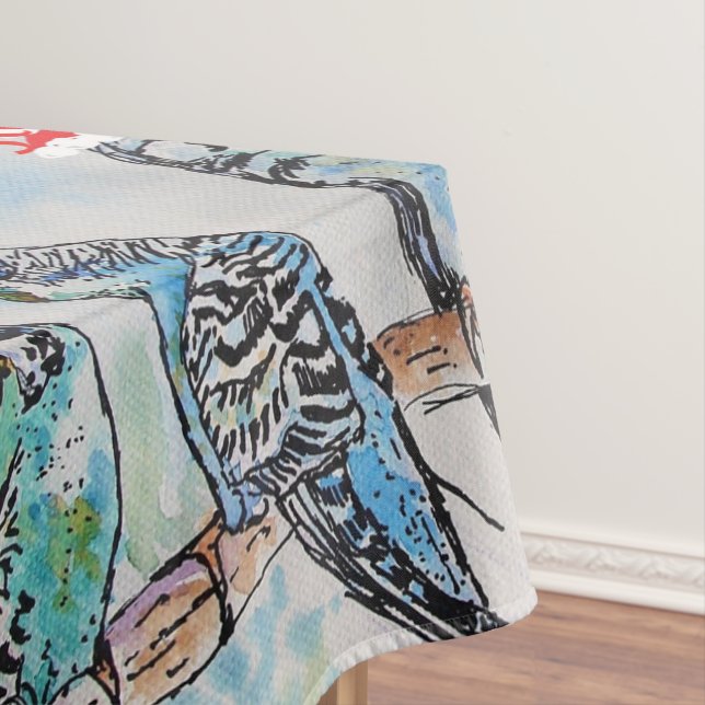 Toalha De Mesa Budgie Budgies Merry Budgiemas Christmas dinner (Posição Original)