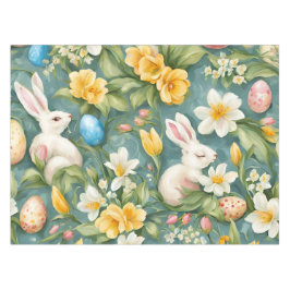 Toalha De Mesa Bunnies, Flores de primavera e Ovos de Páscoa. Pin