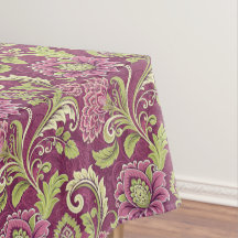 Burundy & Green Floral Damask