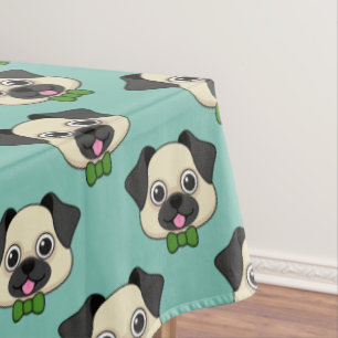 Toalha De Mesa Cachorro Feliz e Bonito com Papillon
