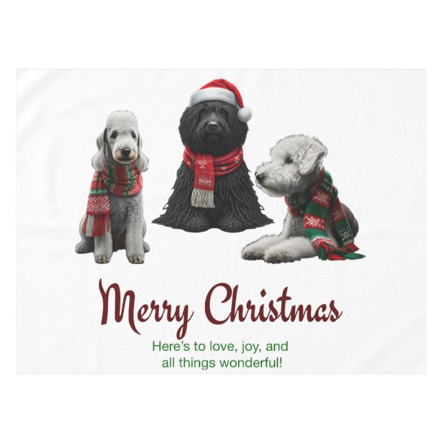 Toalha De Mesa Cães de Natal Feliz (Frente (Horizontal))