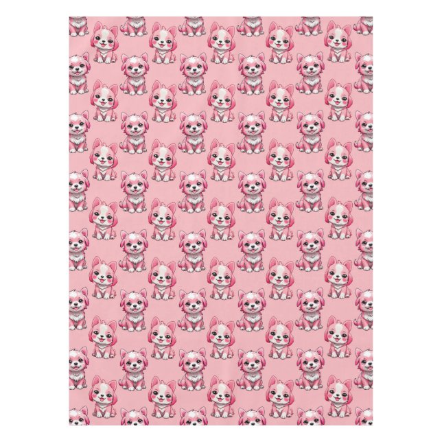 Toalha De Mesa Cães Rosa Fofos (Frente)