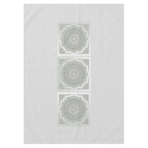 Toalha De Mesa Caleidoscópio Fractal Mandala - cinza verde