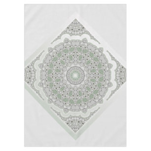 Toalha De Mesa Caleidoscópio Fractal Mandala - cinza verde