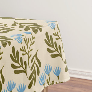 Toalha De Mesa Calmo e Natural: Padrão Sem Costura Flor Azul