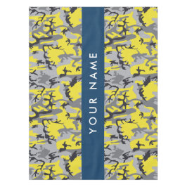 Toalha De Mesa Camuflagem Amarela e Cinza Seu nome Personaliza