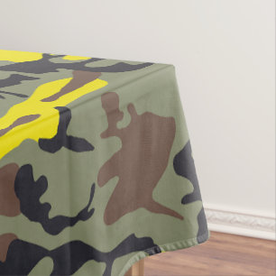 Toalha De Mesa Camuflagem Amarela e Marrom, Militar, Exército