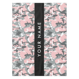Toalha De Mesa Camuflagem rosa e Cinza Seu nome Personaliza