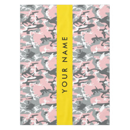 Toalha De Mesa Camuflagem rosa e Cinza Seu nome Personaliza