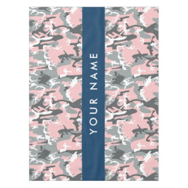 Toalha De Mesa Camuflagem rosa e Cinza Seu nome Personaliza