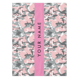 Toalha De Mesa Camuflagem rosa e Cinza Seu nome Personaliza