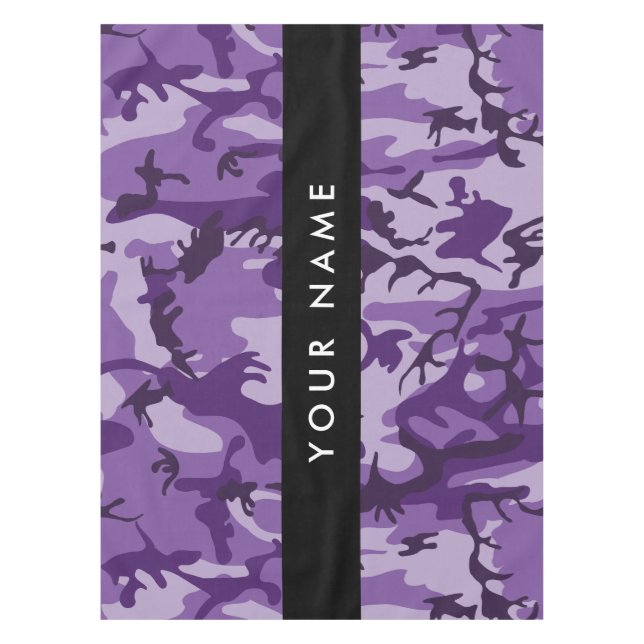 Toalha De Mesa Camuflagem Roxa Personalize seu nome (Frente)
