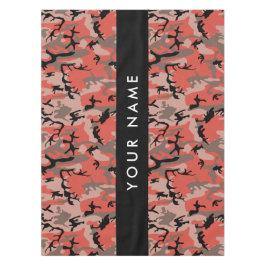 Toalha De Mesa Camuflagem Vermelha e Castanha Seu nome Personaliz