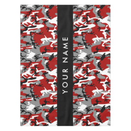 Toalha De Mesa Camuflagem Vermelha e Cinza Seu nome Personaliza