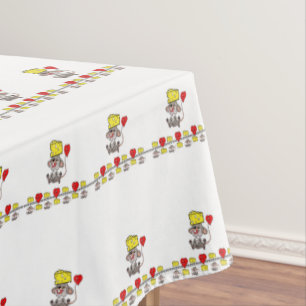 Toalha De Mesa Camundongo Corações Brancos de Tablecloth Amarelo