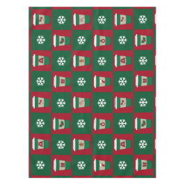 Toalha De Mesa Canecas De Café Natalinas Xadrez Vermelho Verde Fe